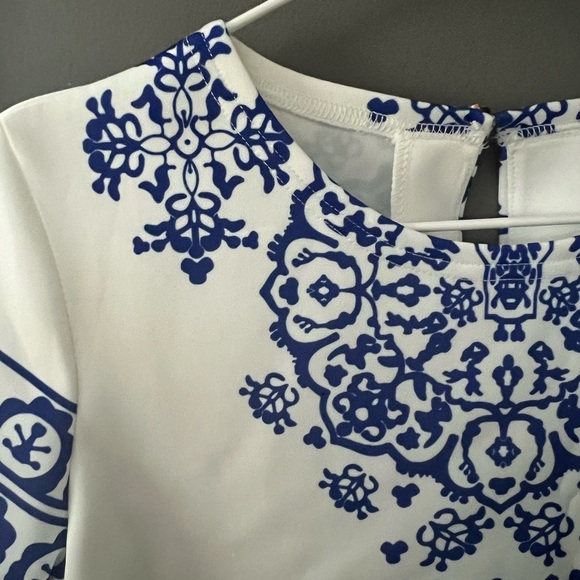 White & Blue Crop Shirt - Picture 2 of 5